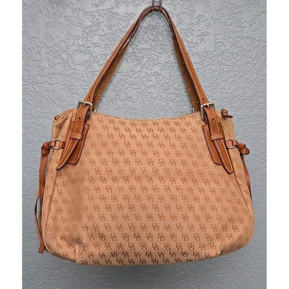 ✔️Dooney Logo Hobo Jacquard & Leather Shoulder Bag, Nina, EUC - Picture 3 of 16